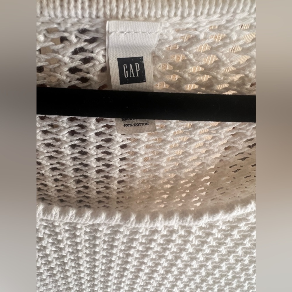 Gap summer white cotton crochet fishnet half sleeve top / tunic / dress coverup - Picture 6 of 9